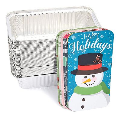 50x Mini Loaf Pans with Lids Disposable for Cake Bread Baking Christmas