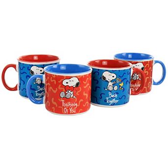 Gibson Peanuts Snoopy Songs 4 pc 21oz Stoneware Mug Set in Assorted Designs