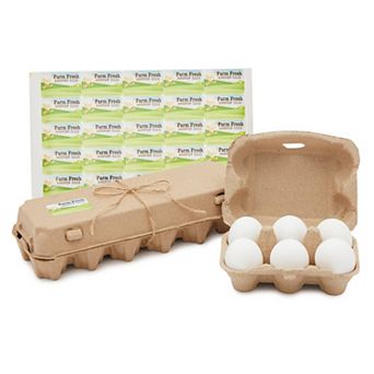 20 Reusable Paper Egg Cartons, 12 and 6 Count Sizes with 125 Labels, Jute String