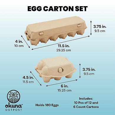 20 Reusable Paper Egg Cartons, 12 and 6 Count Sizes with 125 Labels, Jute String