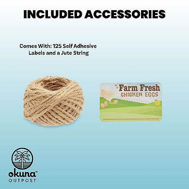 20 Reusable Paper Egg Cartons, 12 and 6 Count Sizes with 125 Labels, Jute String
