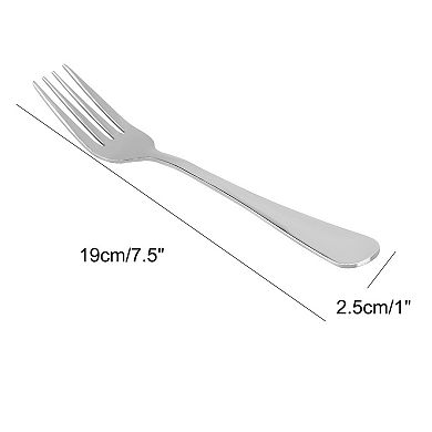 10Pcs Dinner Forks Stainless Steel 7.5" Fruit Dessert Steak Fork Tableware Silver Tone