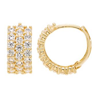 Theia Sky 14k Gold Dainty Cubic Zirconia Huggie Hoop Earrings