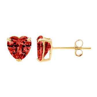 Theia Sky 14k Gold Cubic Zirconia Heart Stud Earrings