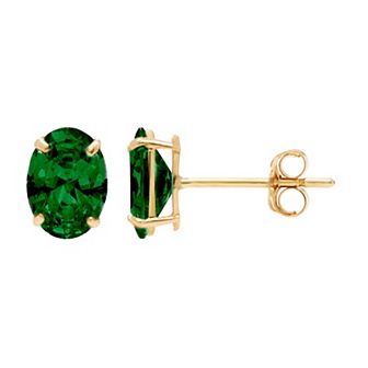 Theia Sky 14k Gold Cubic Zirconia Oval Stud Earrings