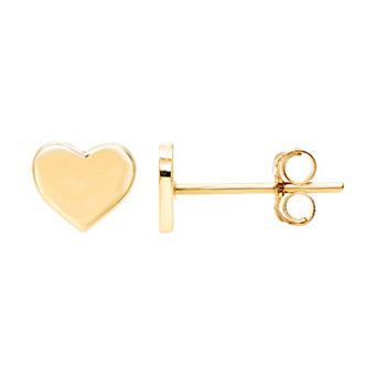 Theia Sky 14k Gold Dainty Heart Stud Earrings