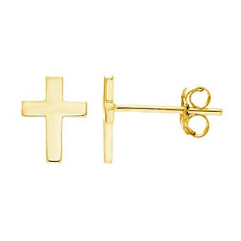 Theia Sky 14k Gold Dainty Cross Stud Earrings