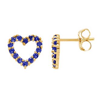 Theia Sky 14k Gold Cubic Zirconia Open Heart Stud Earrings
