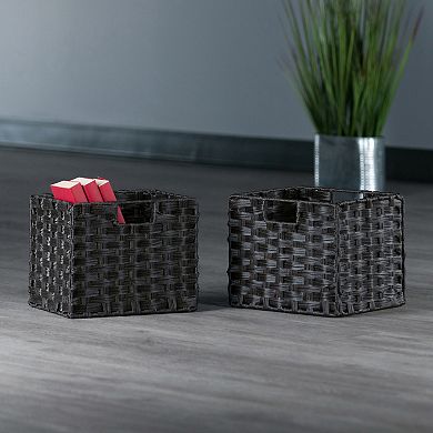 Winsome Wood Melanie 2-Pc Foldable Woven Fiber Basket Set