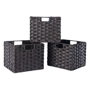 Winsome Wood Melanie 3 pc Foldable Woven Fiber Basket Set