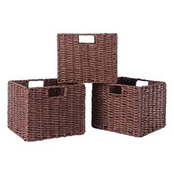 Winsome Wood Tessa 3 pc Foldable Woven Rope Basket Set