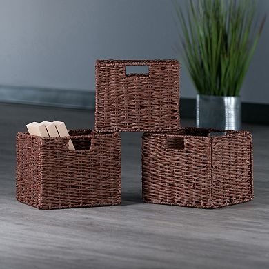 Winsome Wood Tessa 3-Pc Foldable Woven Rope Basket Set