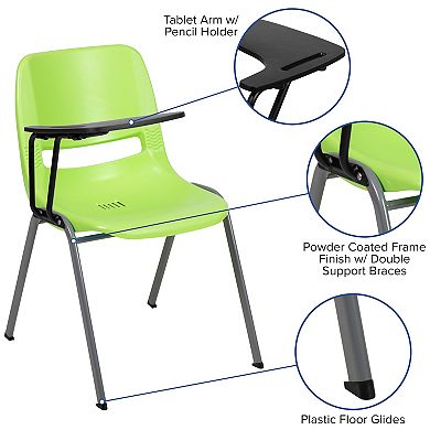 Emma and Oliver Ergonomic Shell Chair with Right Handed Flip-Up Tablet - Tablet Arm Desk