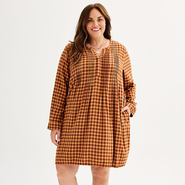 Plus Size Sonoma Goods For Life® Long Sleeve Pintuck Dress
