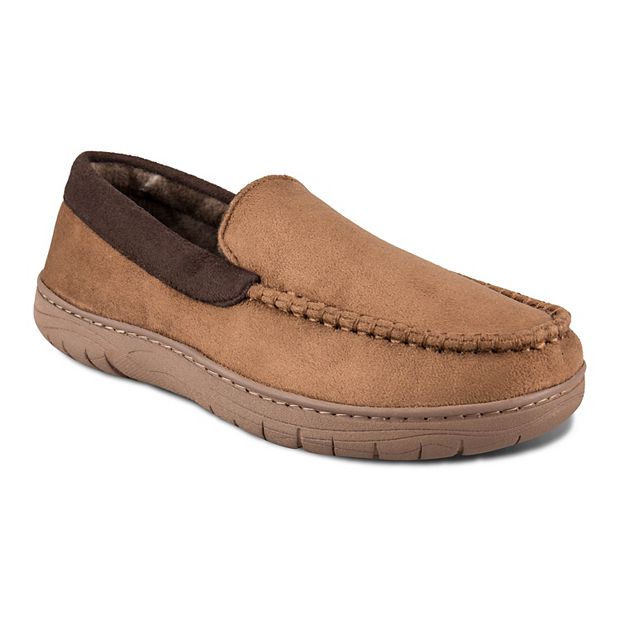 Mens fleece lined moccasin hot sale slippers