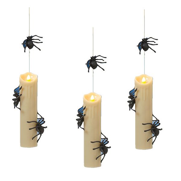 LED Hanging Halloween Spider Candles - No Color