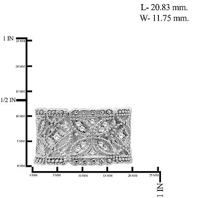Jewelexcess Sterling Silver 1/3 Carat T.W. Diamond Filigree Flower Ring