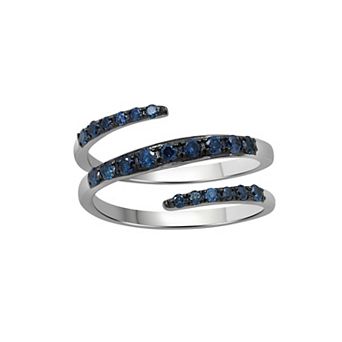 Jewelexcess Sterling Silver 1/2 Carat T.W. Blue Diamond Coil Ring