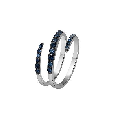 Jewelexcess Sterling Silver 1/2 Carat T.W. Blue Diamond Coil Ring