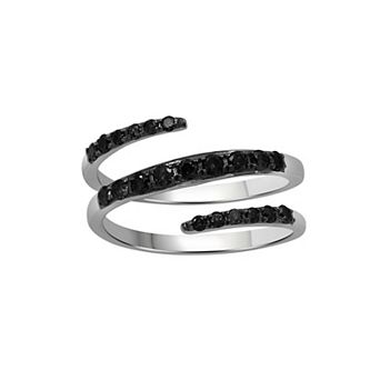 Jewelexcess Sterling Silver 1/2 Carat T.W. Black Diamond Coil Ring