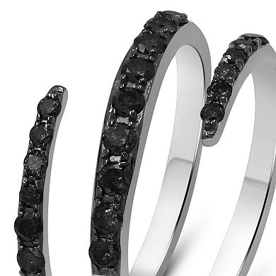 Jewelexcess Sterling Silver 1/2 Carat T.W. Black Diamond Coil Ring