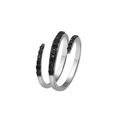 Jewelexcess Sterling Silver 1/2 Carat T.W. Black Diamond Coil Ring