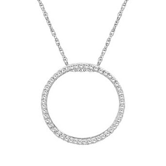 Jewelexcess Sterling Silver 1/4 Carat T.W. Diamond Circle Pendant Necklace
