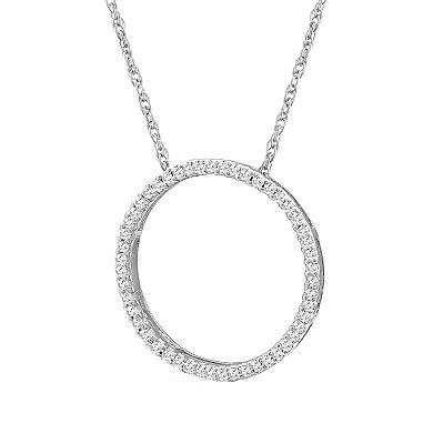 Jewelexcess Sterling Silver 1/4 Carat T.W. Diamond Circle Pendant Necklace