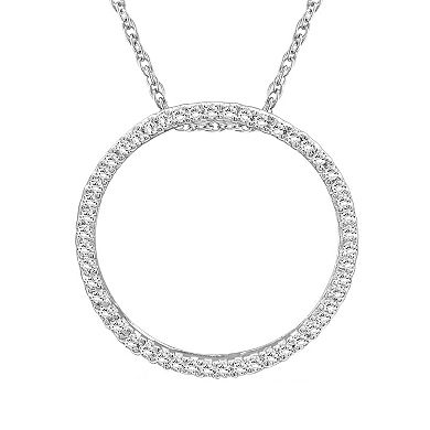 Jewelexcess Sterling Silver 1/4 Carat T.W. Diamond Circle Pendant Necklace