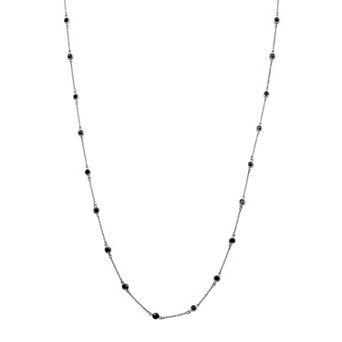 Jewelexcess Sterling Silver 1 Carat T.W. Black Diamond Station Necklace