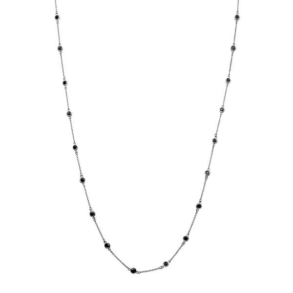 Jewelexcess Sterling Silver 1 Carat T.W. Black Diamond Station Necklace