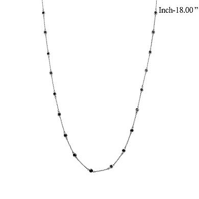 Jewelexcess Sterling Silver 1 Carat T.W. Black Diamond Station Necklace