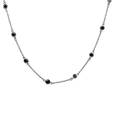 Jewelexcess Sterling Silver 1 Carat T.W. Black Diamond Station Necklace