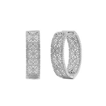 Jewelexcess Sterling Silver 1/2 Carat T.W. Diamond Filigree Flower Earrings