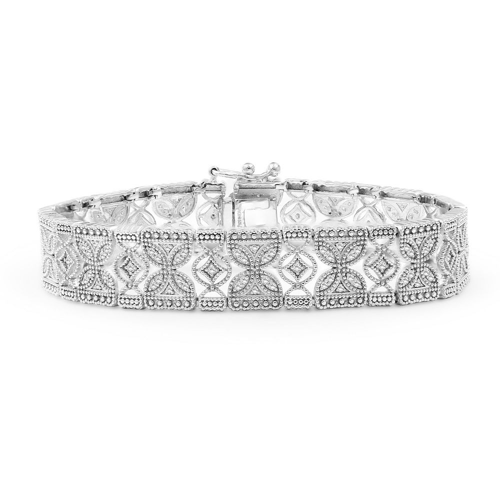 Jewelexcess Sterling Silver 1 Carat T.W. Diamond Filigree