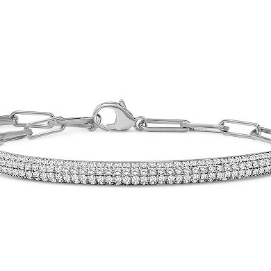 Jewelexcess Sterling Silver 1 1/2 Carat T.W. White Diamond Bracelet