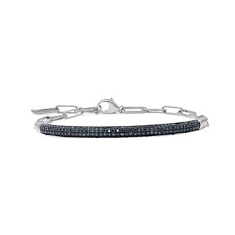 Jewelexcess 14k Gold Over Silver 1 1/2 Carat T.W. Blue Diamond Pave Bracelet