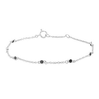 Jewelexcess Sterling Silver 1/5 Carat T.W. Black Diamond Station Bracelet
