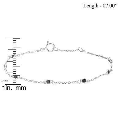 Jewelexcess Sterling Silver 1/5 Carat T.W. Black Diamond Station Bracelet