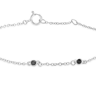 Jewelexcess Sterling Silver 1/5 Carat T.W. Black Diamond Station Bracelet