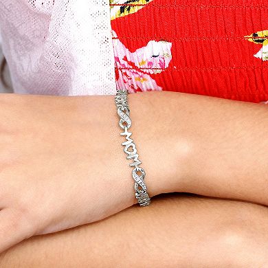 Jewelexcess Sterling Silver Diamond Accent "Mom" Bracelet