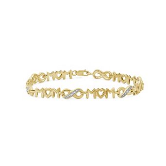 Jewelexcess 14k Gold Over Silver Diamond Accent "Mom" Bracelet
