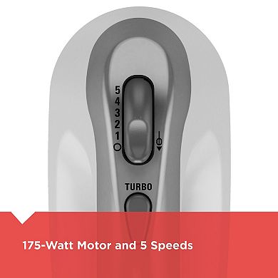 Black and Decker Lightweight 5-Speed Hand Mixer in White