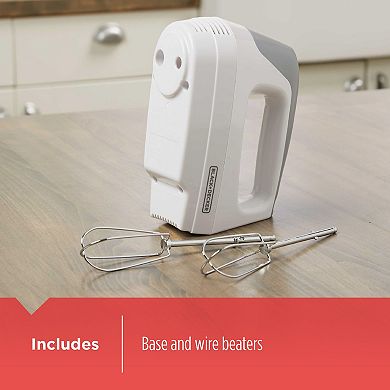 Black and Decker Lightweight 5-Speed Hand Mixer in White