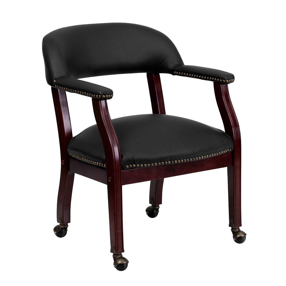 Black LeatherSoft Conference Chair with Accent Nail Trim