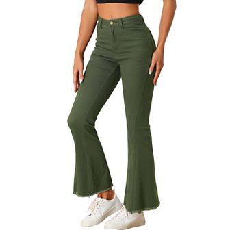 Women's Vintage Long Pants Classic High Waist Denim Bell Bottoms Jeans