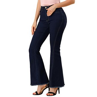 Women's Vintage Long Pants Classic High Waist Denim Bell Bottoms Jeans