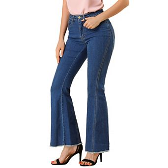 Women's Vintage Long Pants Classic High Waist Denim Bell Bottoms Jeans
