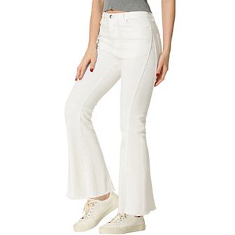 Women's Vintage Long Pants Classic High Waist Denim Bell Bottoms Jeans