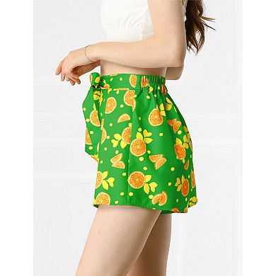 Women's Self Bow Tie Elastic High Waist Summer Beach Culottes Shorts